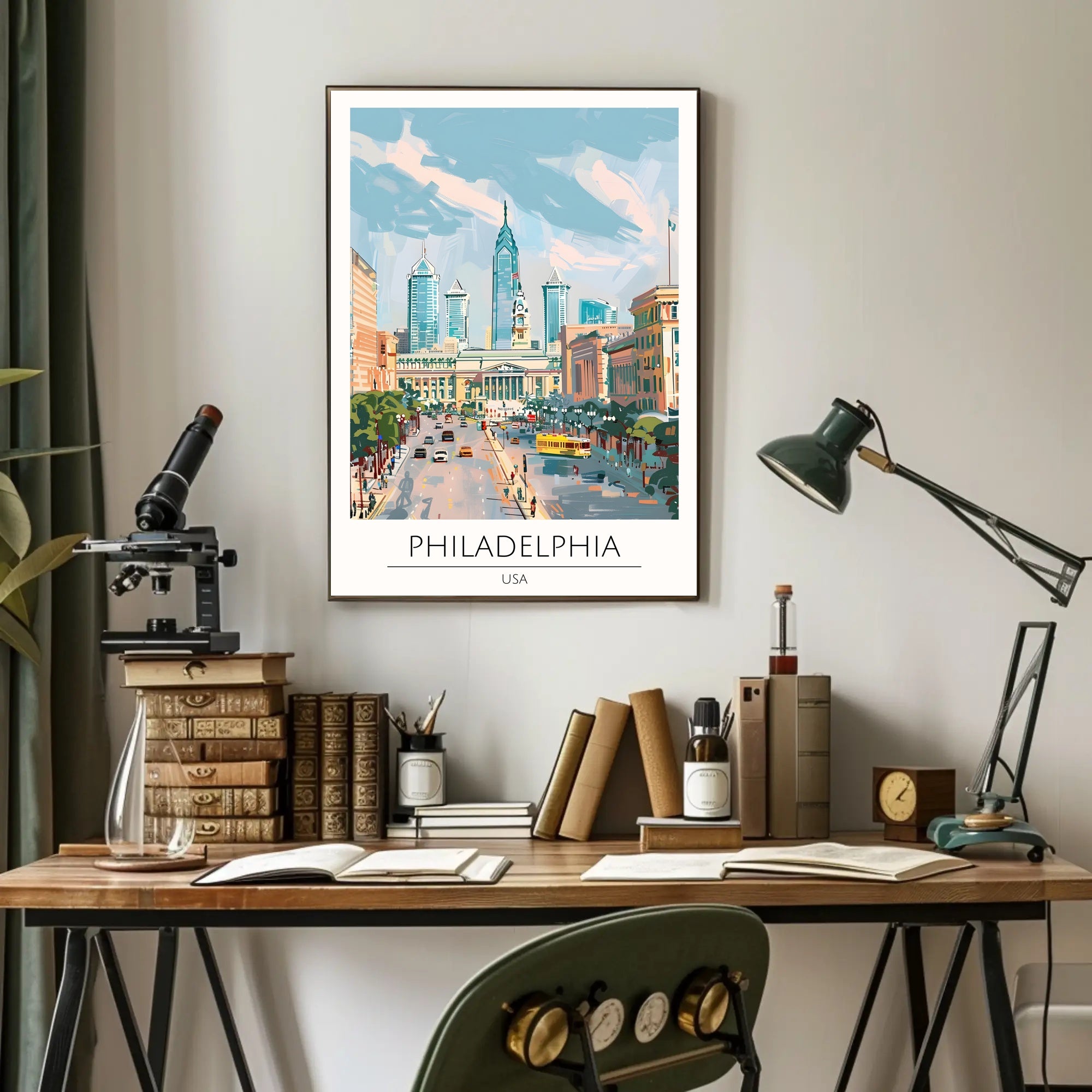 Philadelphia Skyline Art Poster PosterGoat