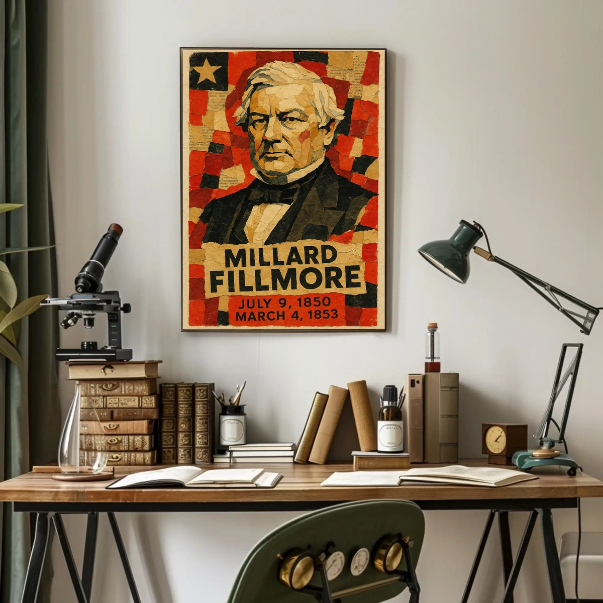 Millard Fillmore 13th President of the United States Layered paper Collage Poster