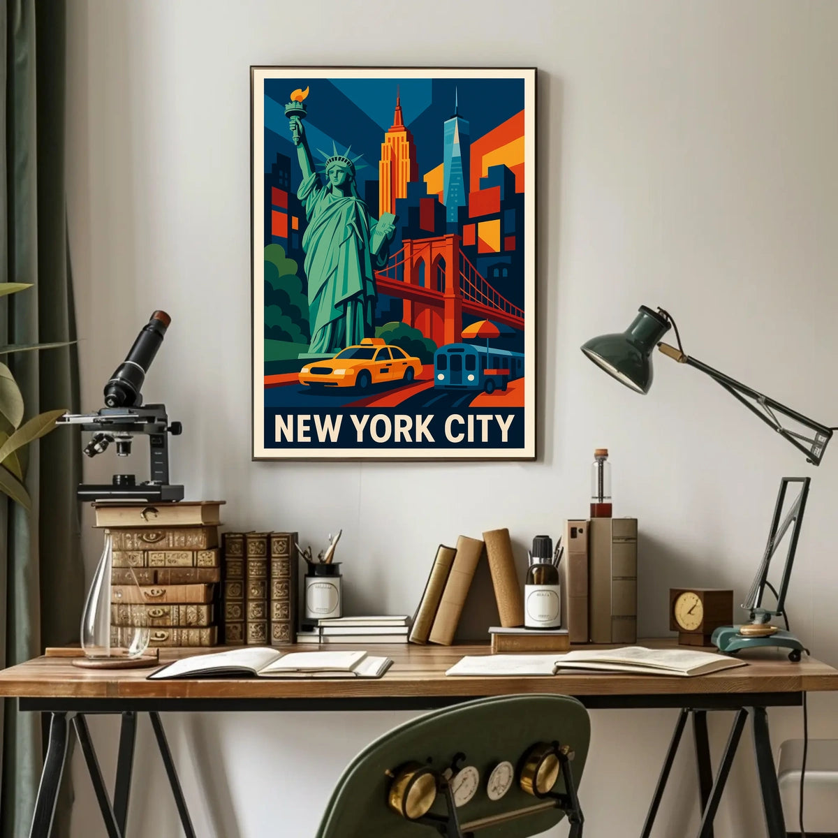 Iconic New York City Poster Vibrant Landmark Artwork Lovers