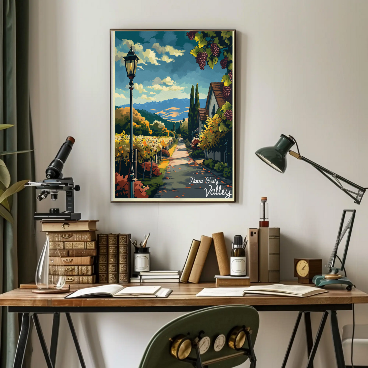 Napa Valley Vineyard Autumn Path Travel Poster