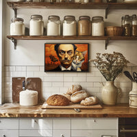 Surreal Urban Portrait with Man and Cat – Artistic Poster