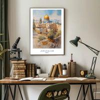 Jerusalem Architectural Watercolor Art Travel Poster PosterGoat