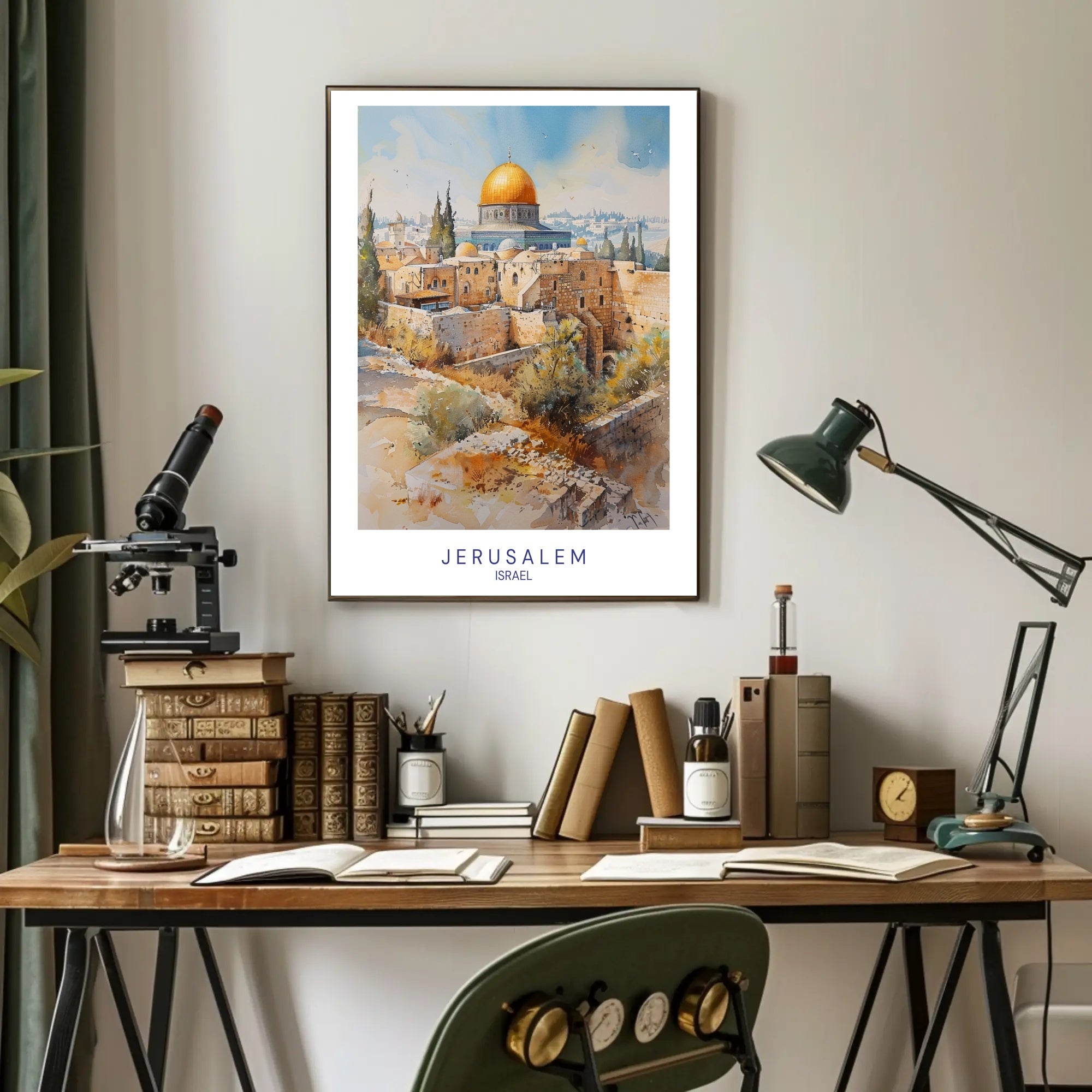 Jerusalem Architectural Watercolor Art Travel Poster PosterGoat