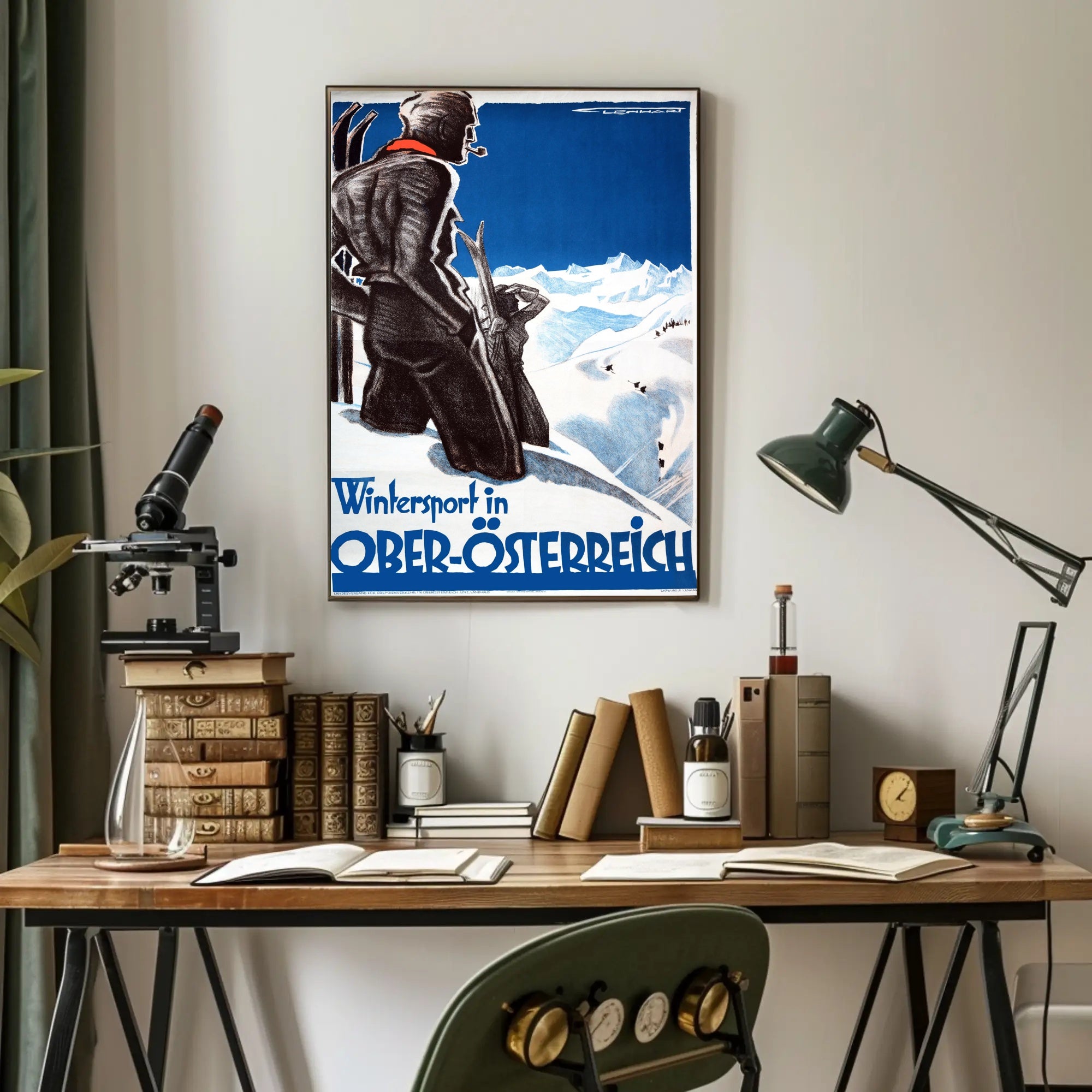 Vintage Upper Austria Skiing Adventure Travel Poster PosterGoat