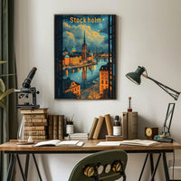 Stockholm Evening Skyline Poster