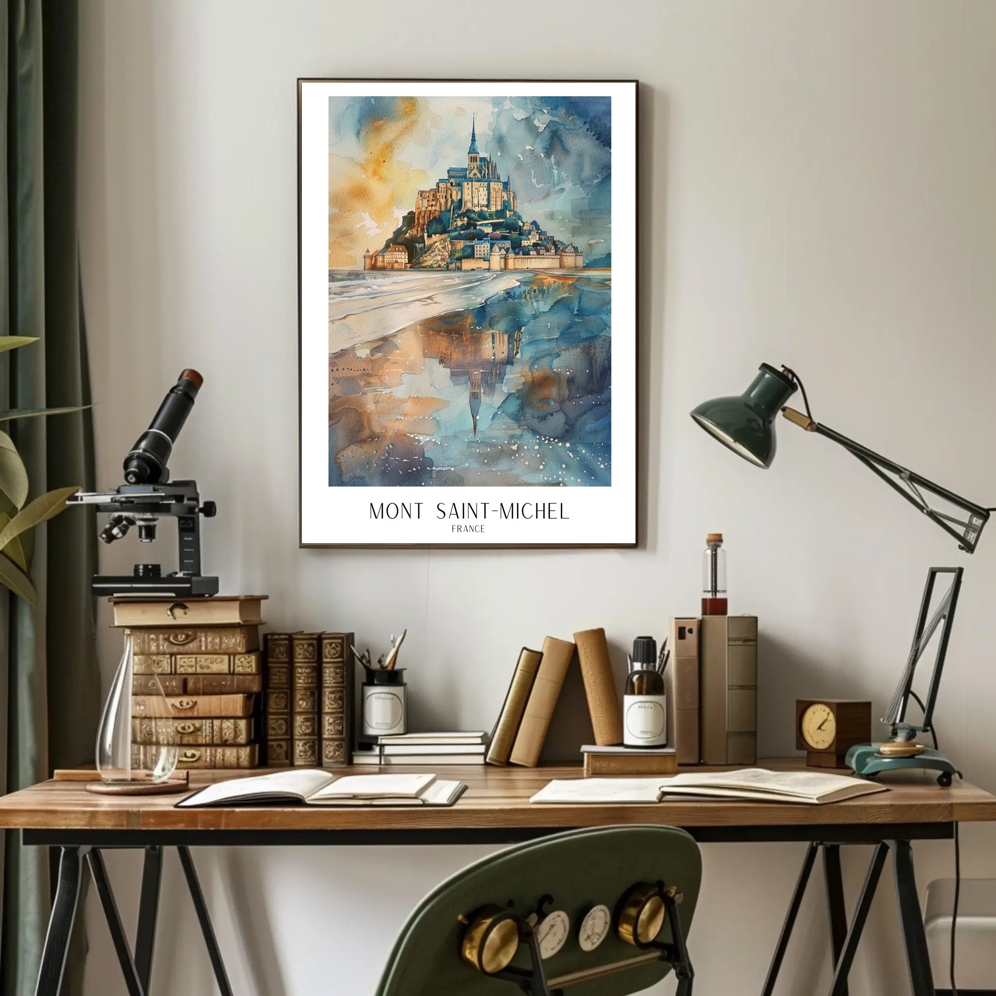 Mont Saint-Michel Watercolor Art: Travel Poster PosterGoat