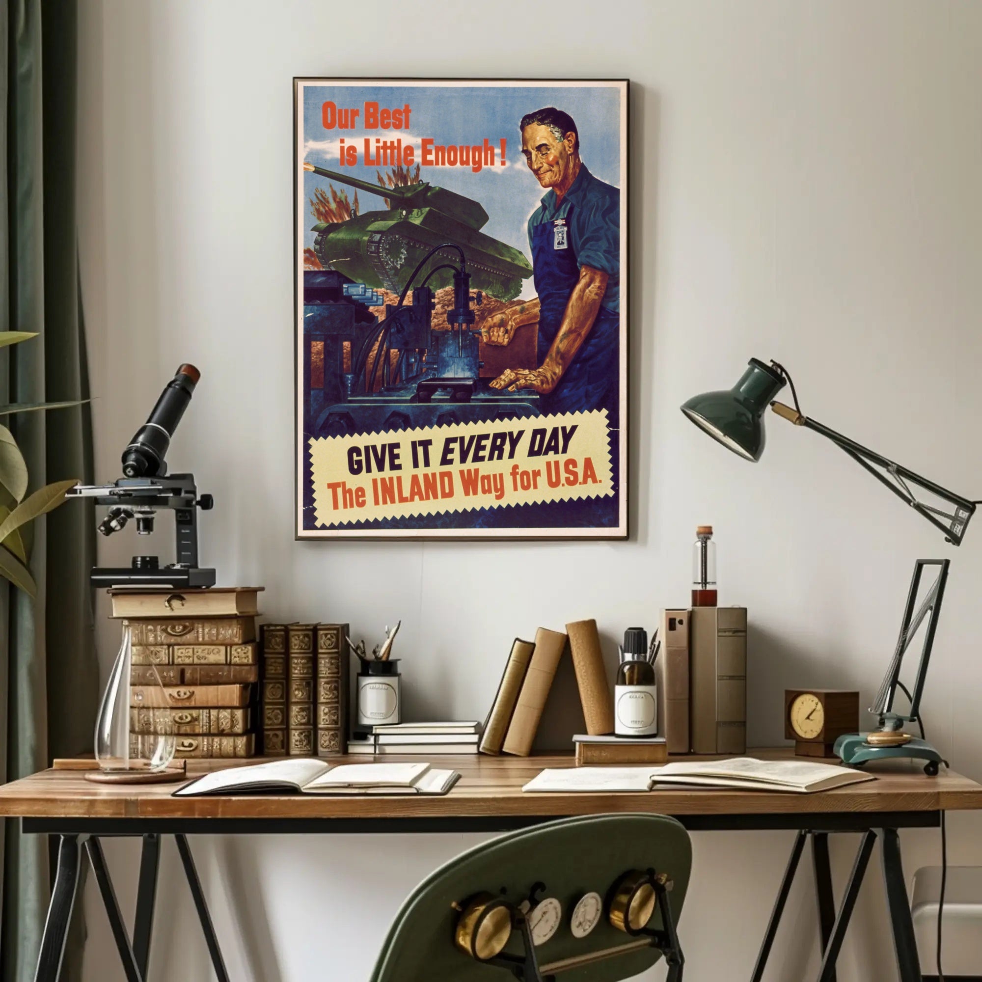 WWII Industrial Support Poster Emphasizing American War Effort
