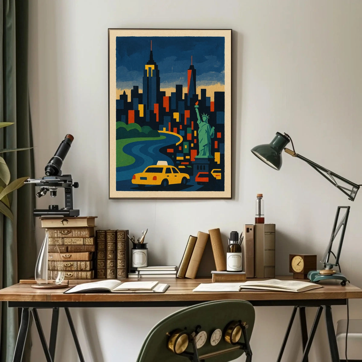 New York City Skyline Poster Modern Urban Vibrant Wall Art