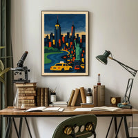 New York City Skyline Poster Modern Urban Vibrant Wall Art