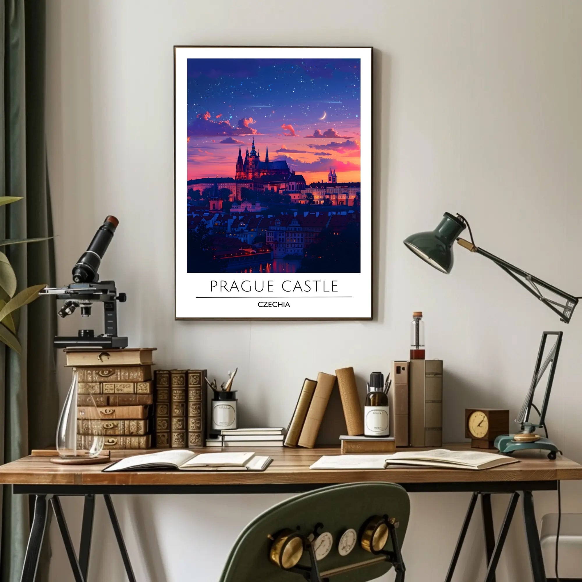Prague Castle Twilight Enchantment Travel Poster