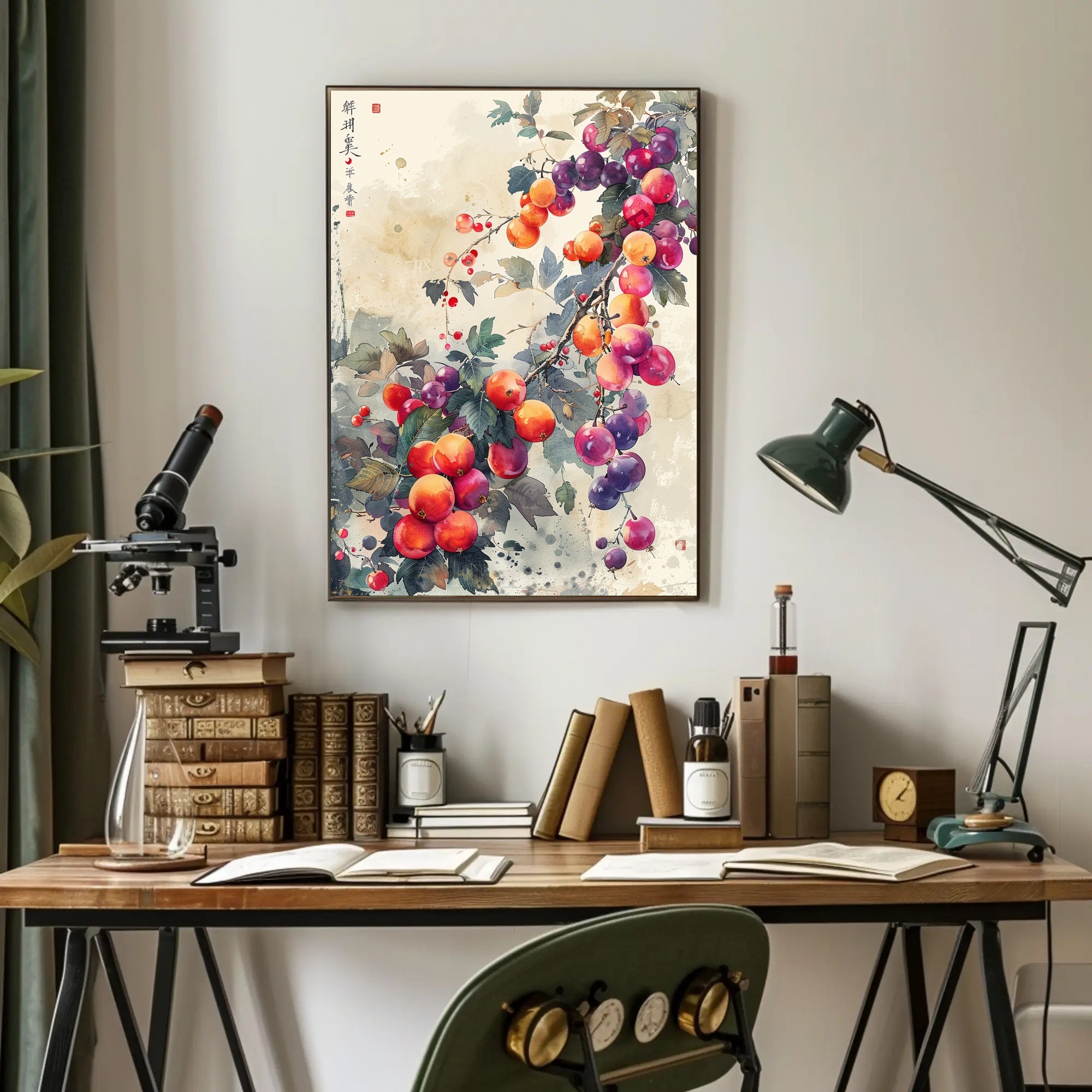 Vibrant Asian-Inspired Botanical Art Poster: Cultural Heritage Poster PosterGoat