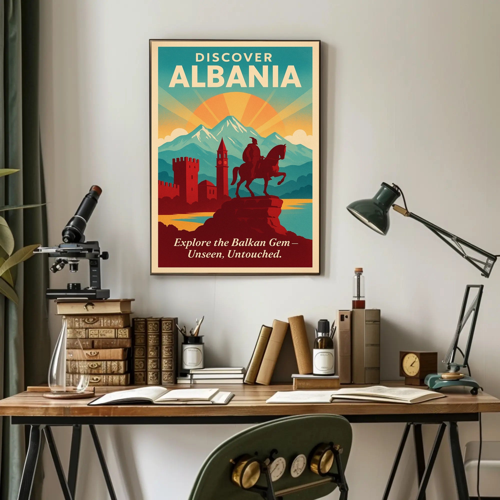 Albanian Alps Adventure Vintage Travel Poster