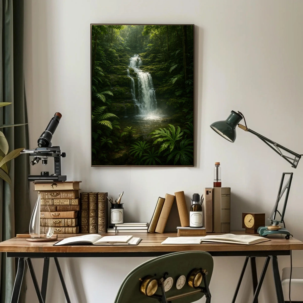 Serene Forest Waterfall Poster
