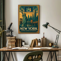 New York City Poster Vintage Iconic Travel Wall Art