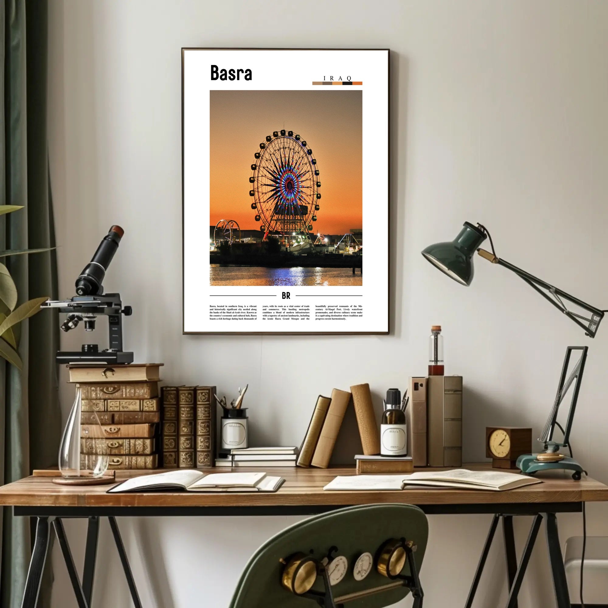 Basra Evening Ferris Wheel Urban or Cityscape Poster PosterGoat