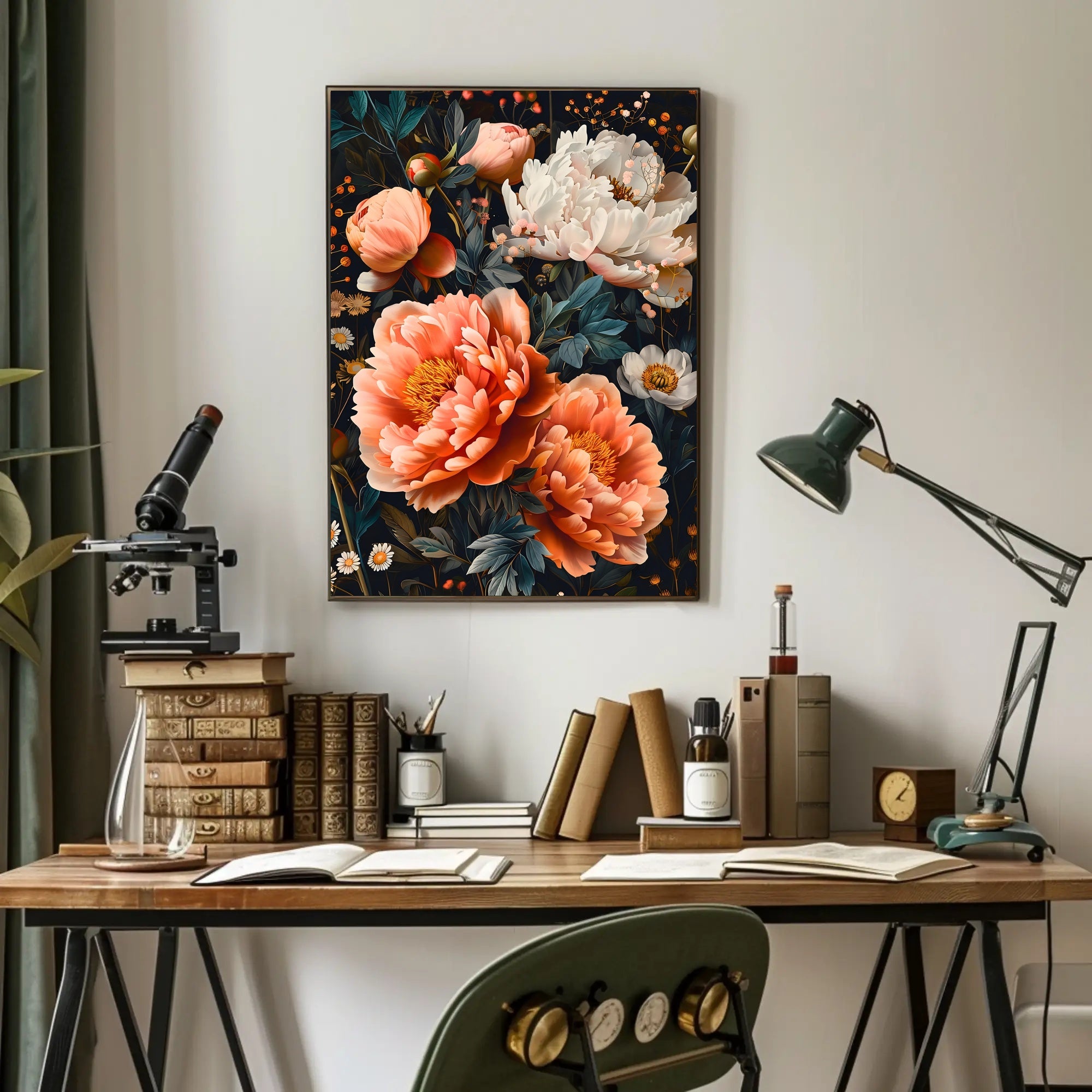 Blossoming Garden Peonies Artistic Poster