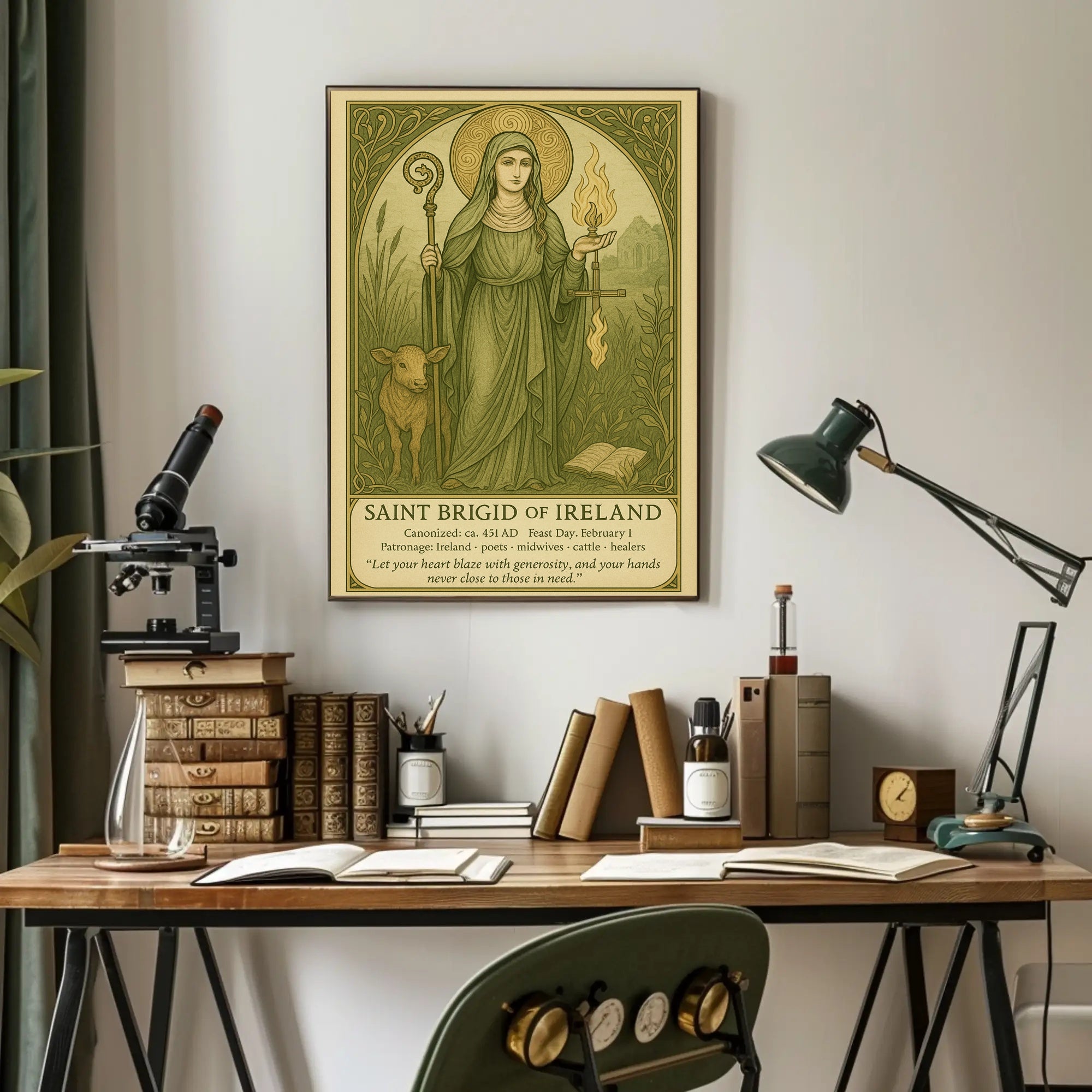Saint Brigid of Ireland Vintage Cultural or Heritage Poster
