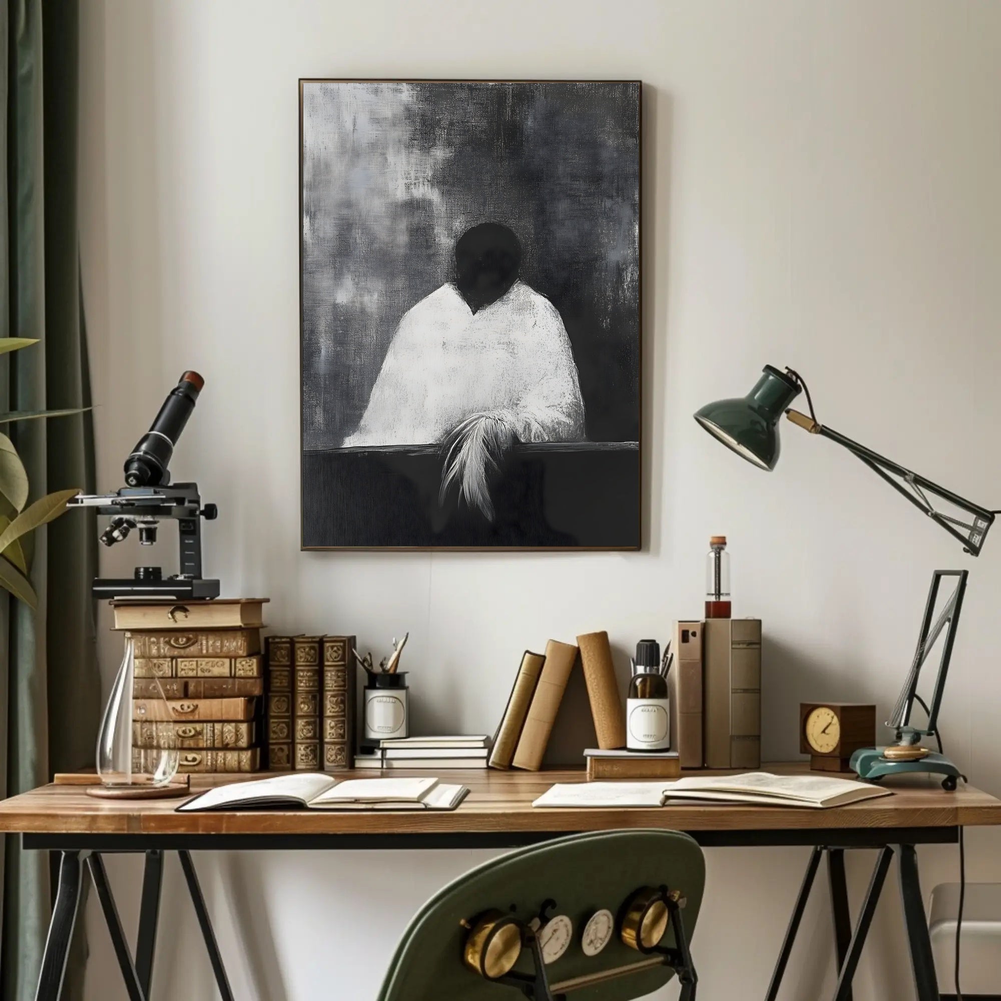 Haunting Faceless Figure in Surrealism Abstract Artistic Poster PosterGoat