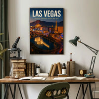Las Vegas Poster Dreams Shine Bright Skyline Travel Decor
