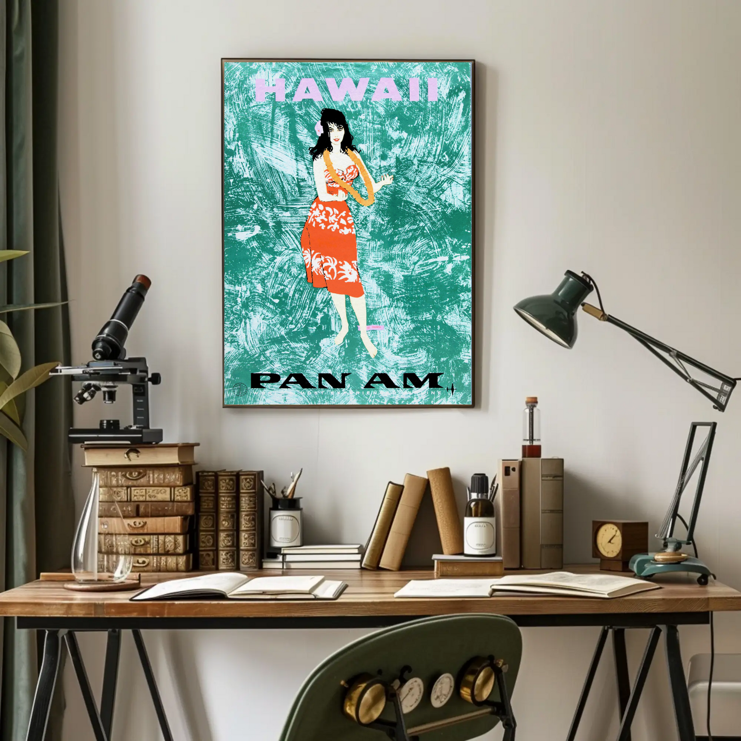 Hawaii Hula Girl Pan Am Vintage Travel Poster