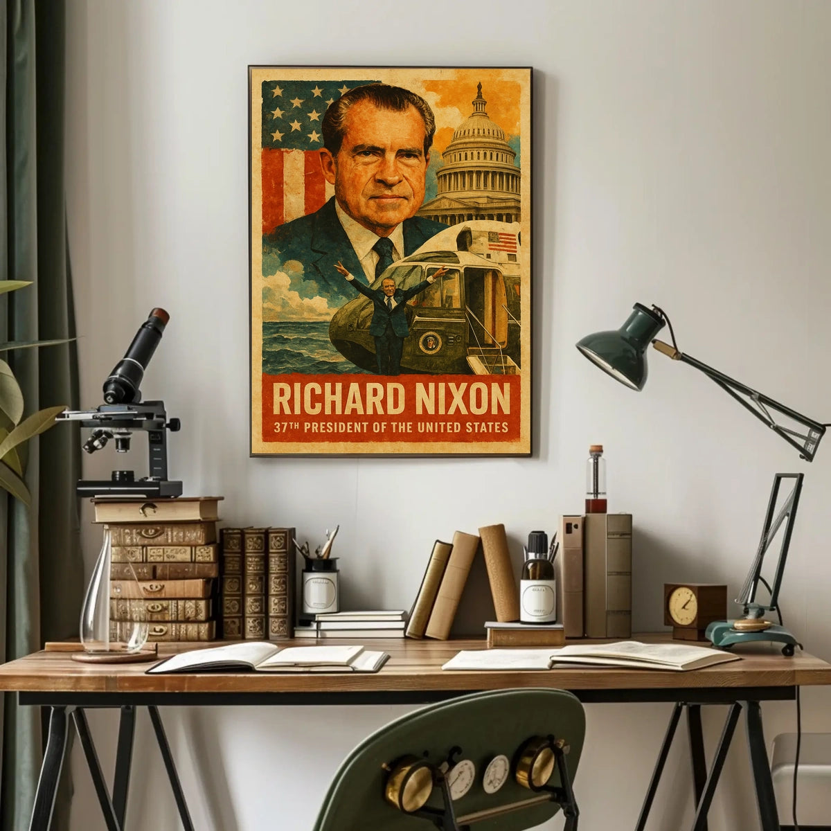 Richard Nixon 37th President of the United States Layered Digital Collage Poster