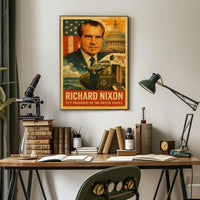 Richard Nixon 37th President of the United States Layered Digital Collage Poster
