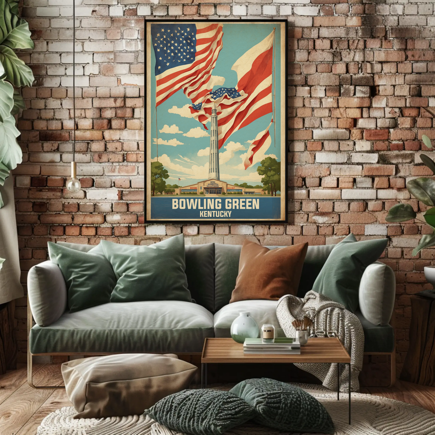 Bowling Green Kentucky Cityscape Art Print Vintage Travel Poster
