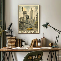 New York City Iconic Skyline Poster Vintage Wall Art