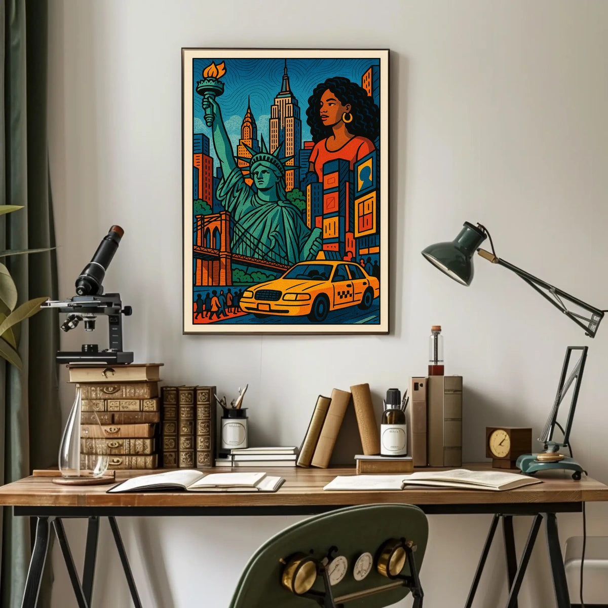 New York City Vibrant Cityscape Poster Abstract Wall Art