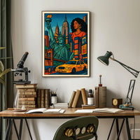 New York City Vibrant Cityscape Poster Abstract Wall Art
