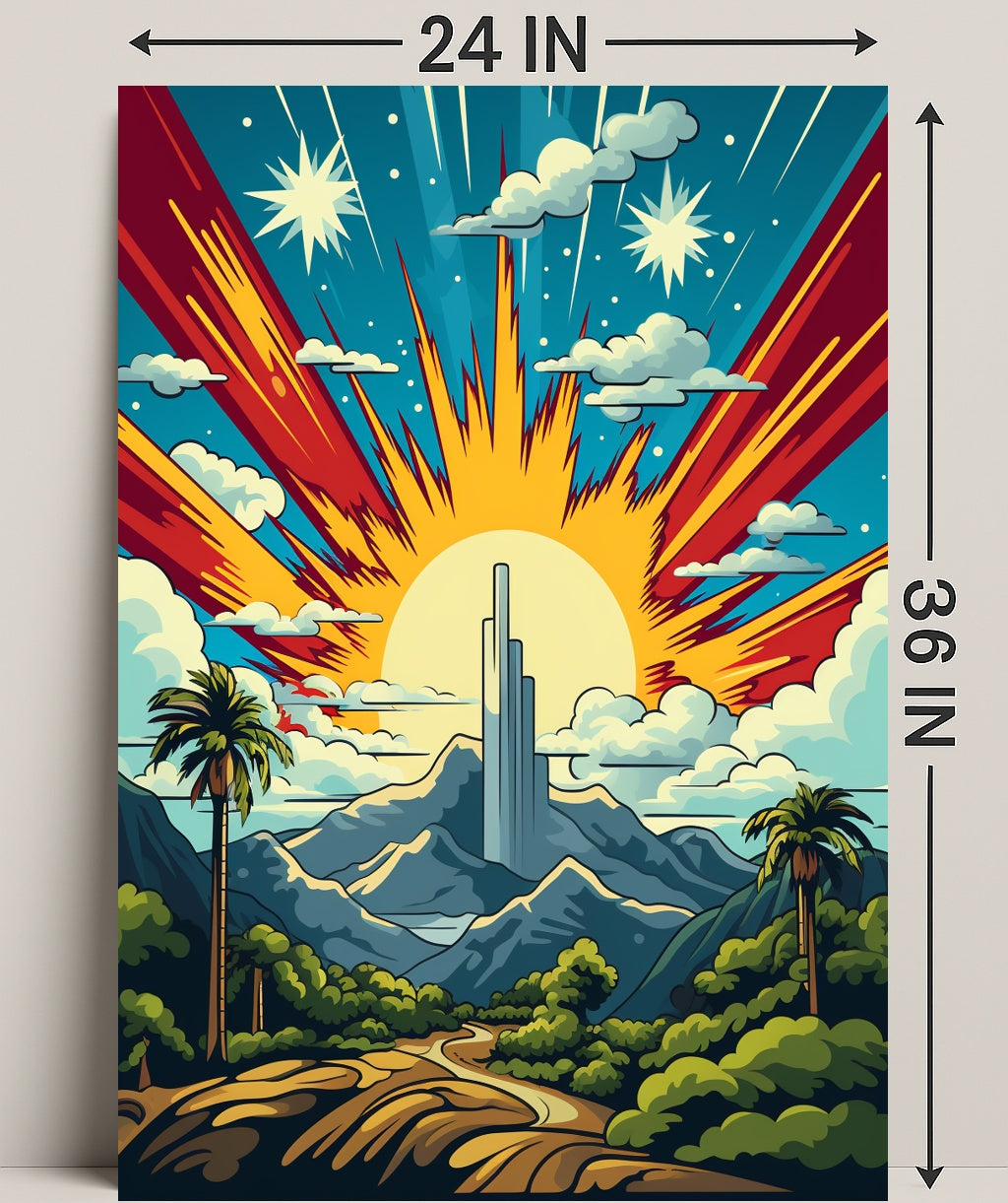 Celestial Sunrise Over Mountains Poster