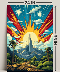 Celestial Sunrise Over Mountains Poster