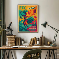 Vibrant Retro Travel Poster Tropical Vacation Escapade PosterGoat