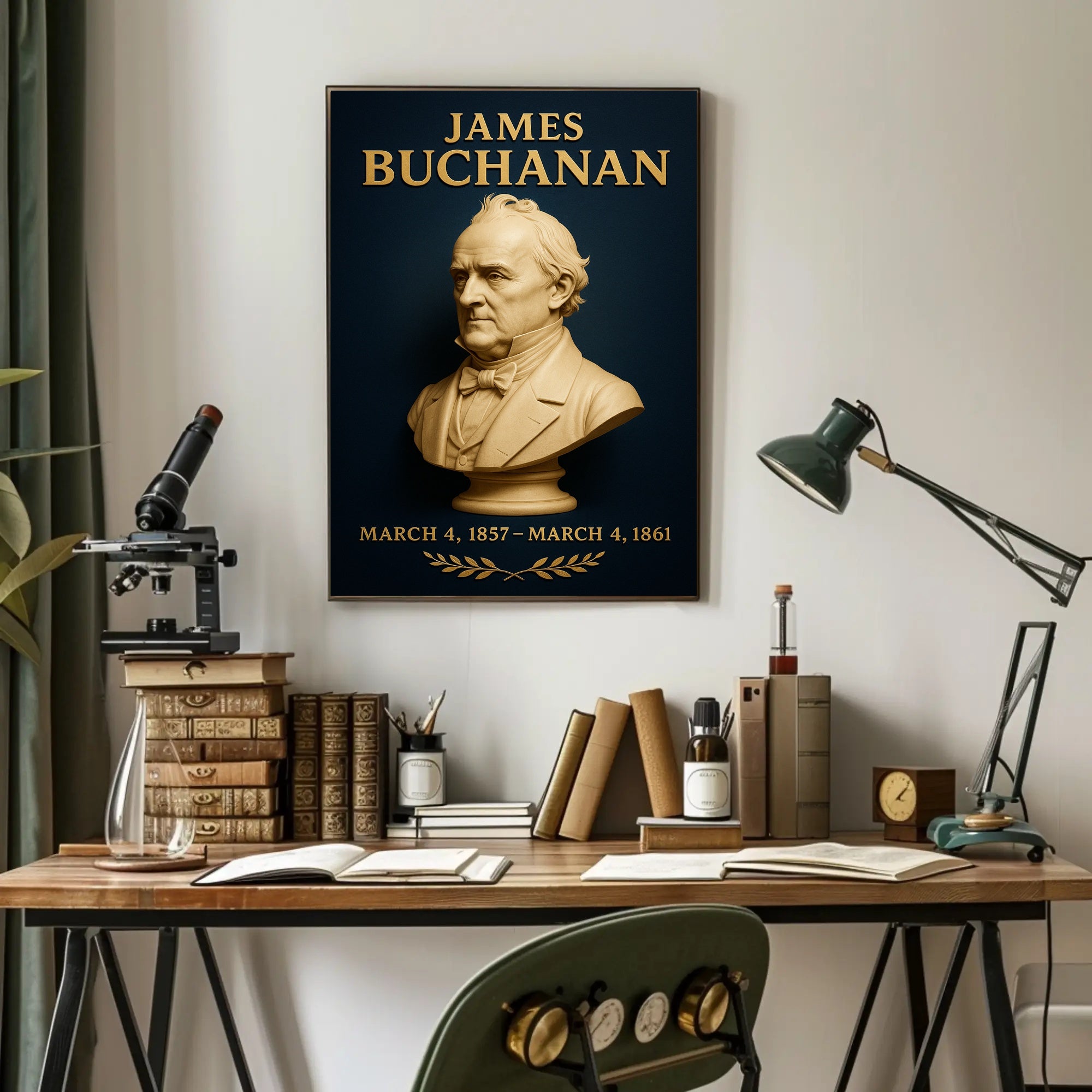 James Buchanan Vintage Presidential Portrait Historical Poster PosterGoat