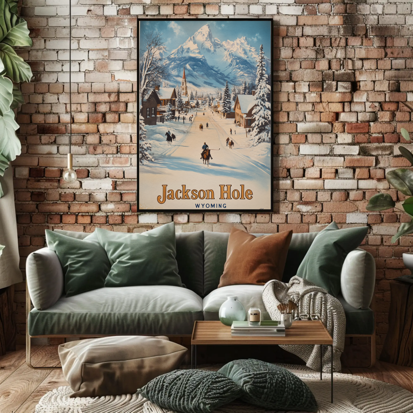 Jackson Hole Wyoming Vintage Poster - Snowy Town