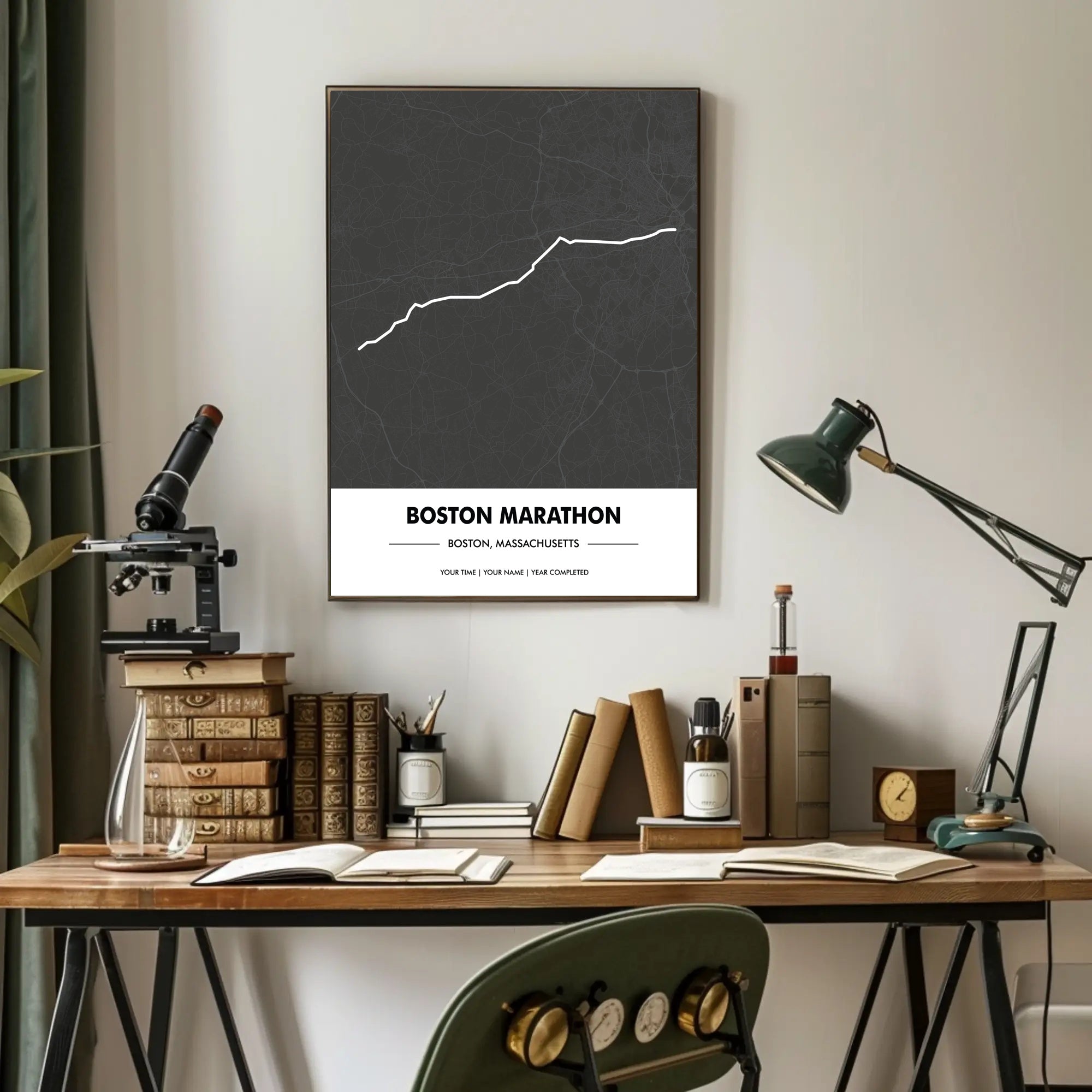 Boston Marathon Route Modern Minimalist Sports Poster
