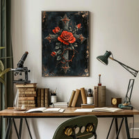 Roses And Cross Poster