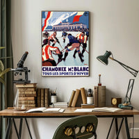 Chamonix Mont Blanc Vintage Sports Scene Poster PosterGoat