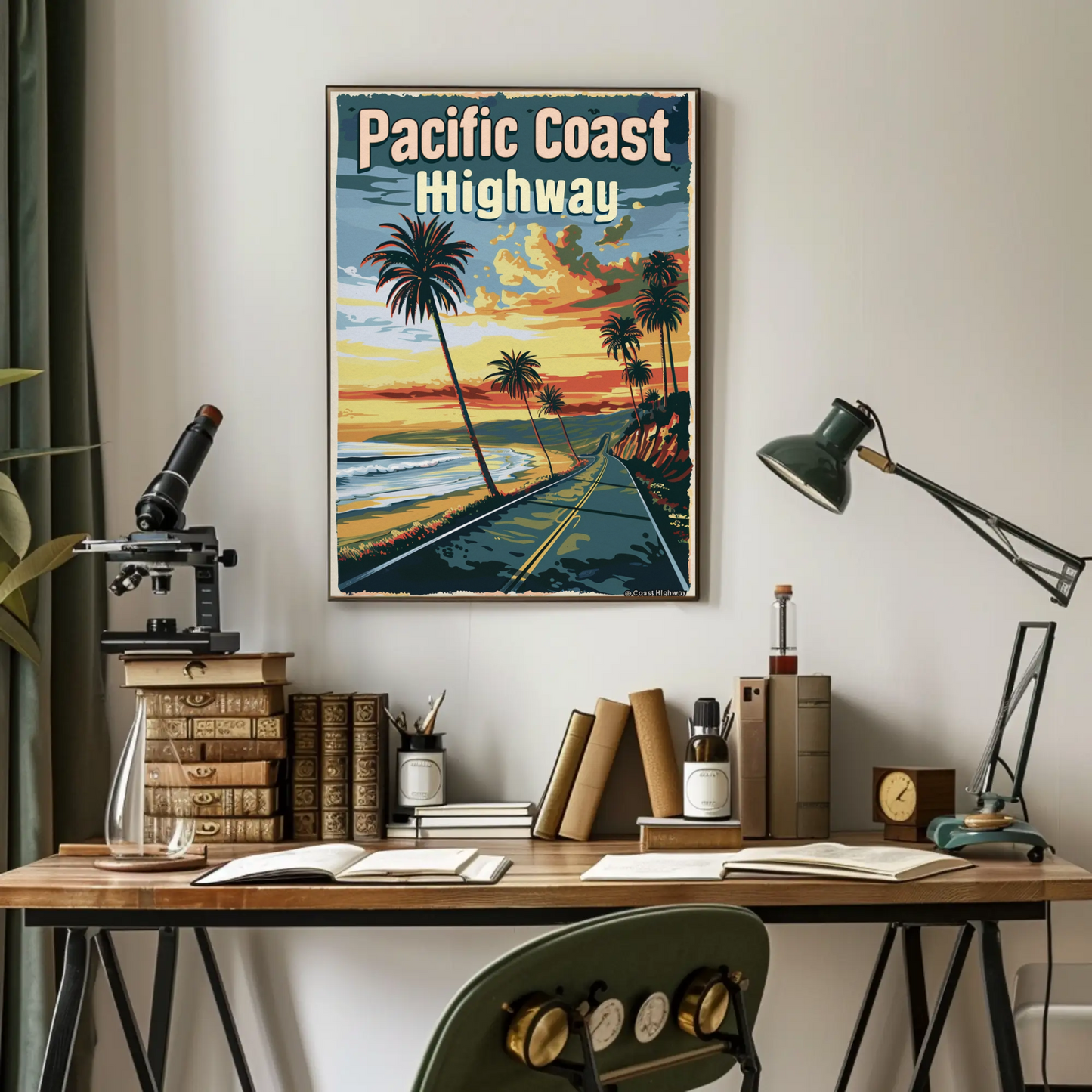 Pacific Coast Highway Sunset Scenic Ocean Drive Travel Poster