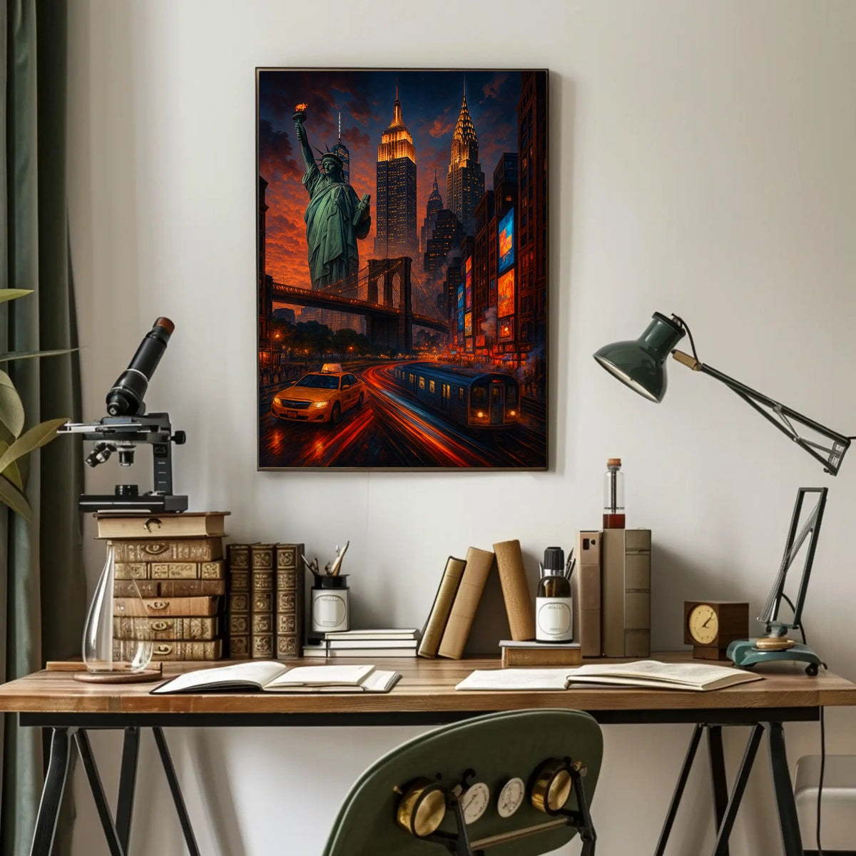 New York City Vibrant Urban Scene Poster Modern Wall Art