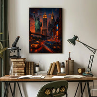 New York City Vibrant Urban Scene Poster Modern Wall Art