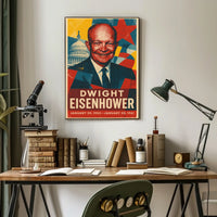 Dwight Eisenhower Patriotic Vintage Art Portrait Retro Eighties Stencil Print HistoryLover Poster
