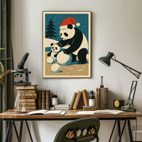 Pandas Winter Scene Poster