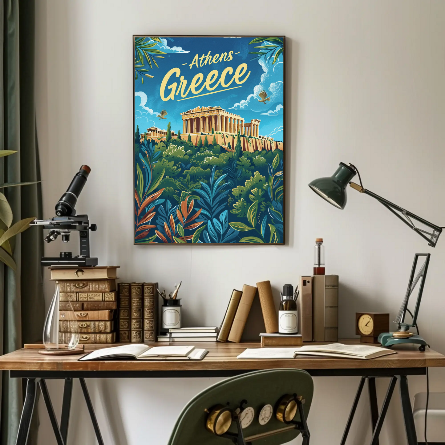 Athens Greece Ancient Acropolis View Travel Poster