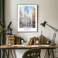 Madrid's Historic Building Watercolor Travel Poster PosterGoat