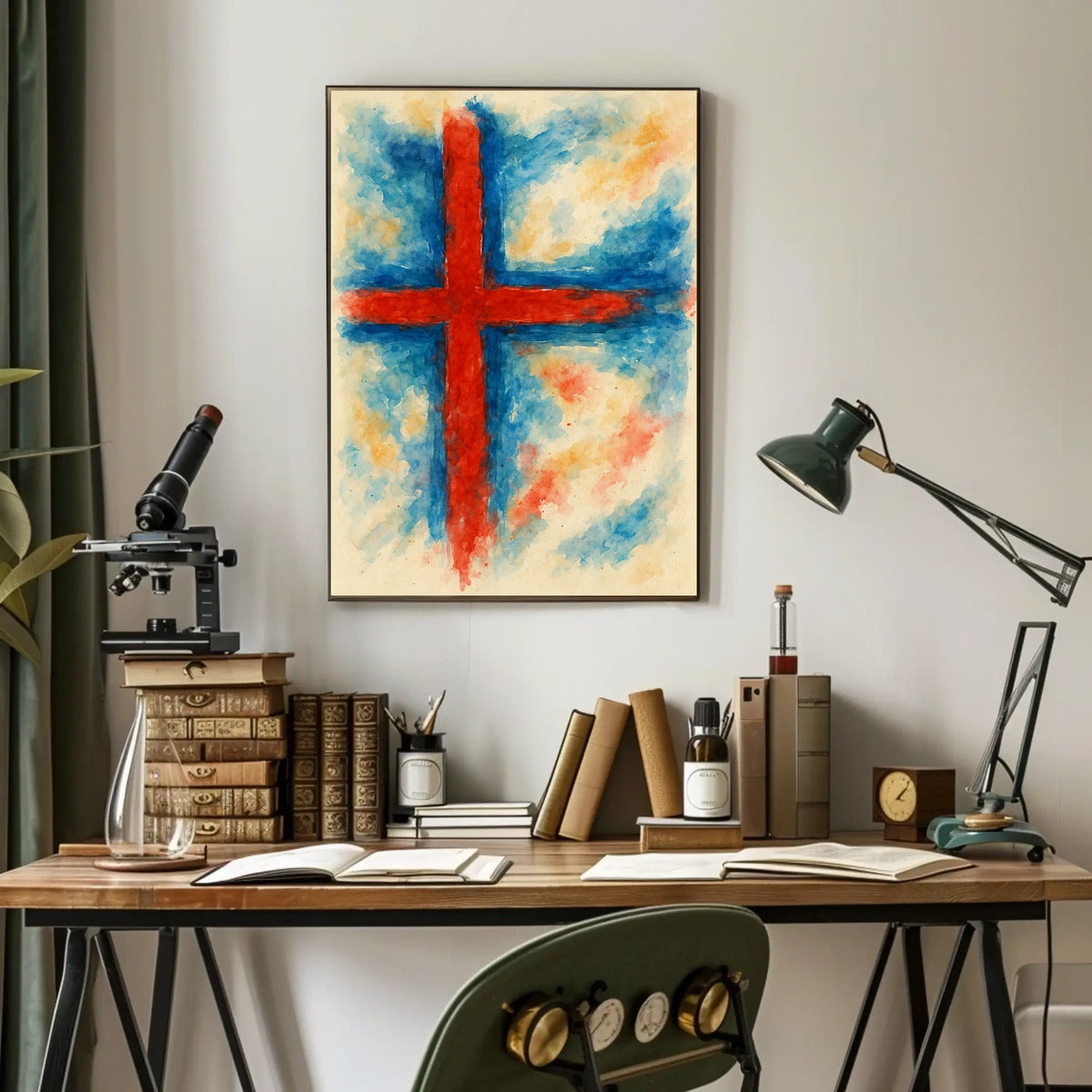 Abstract Cross Watercolor Art Decor Lovers Wanderlust Timeless Gallery Inspired Poster