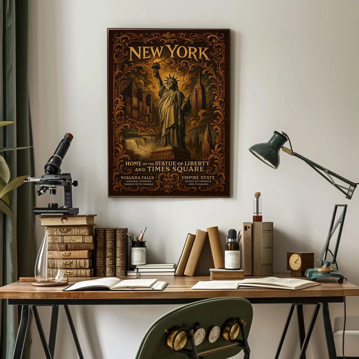 New York City Landmarks And Towers Poster Vintage Wall Art