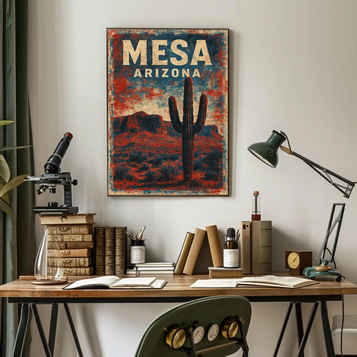 Mesa Desert Adventure Art Deco Explorer Poster