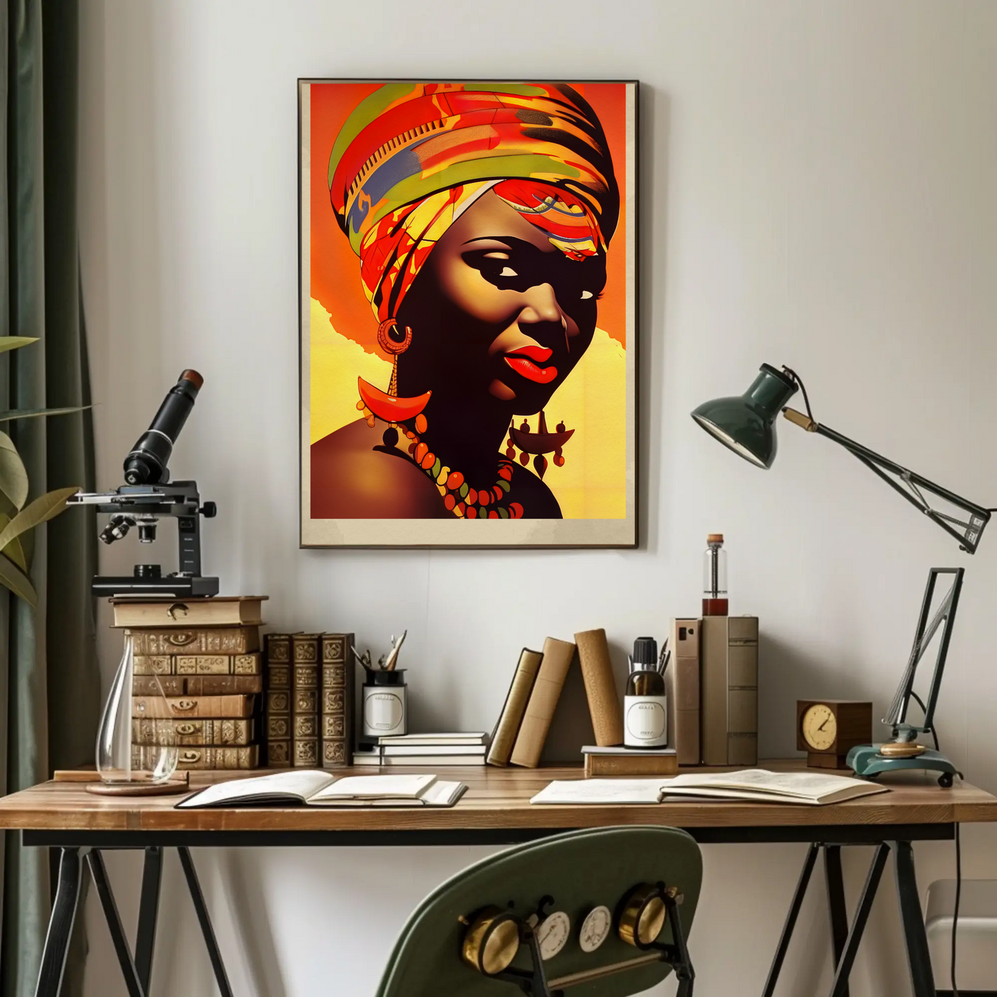 Bold African Woman Closeup Tribal Style Travel Poster