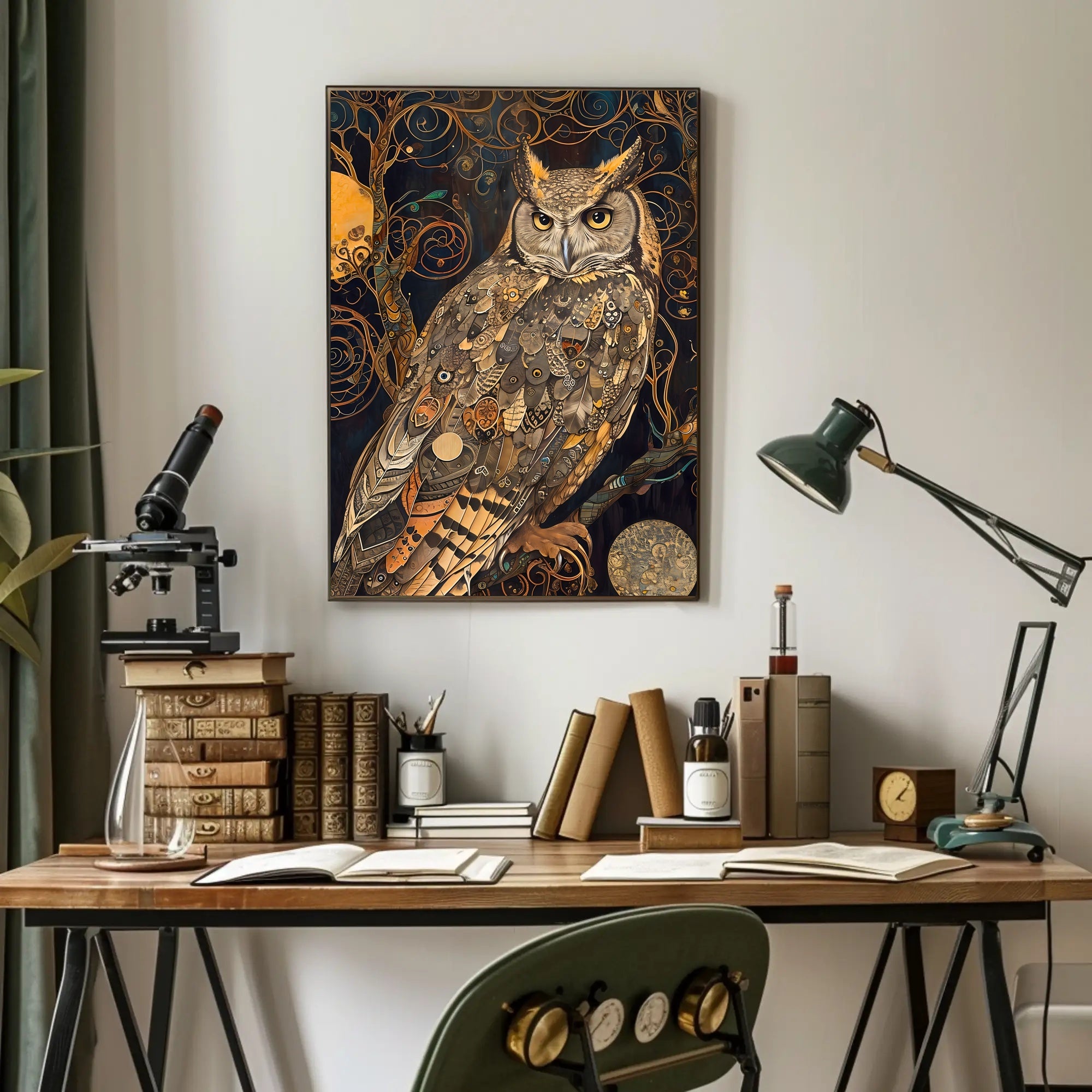 Intricate Owl Fantasy Surrealism Art Print Fantasy or Mythology Poster
